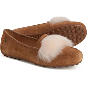 UGG Brown Suede Flats with Cream Fur